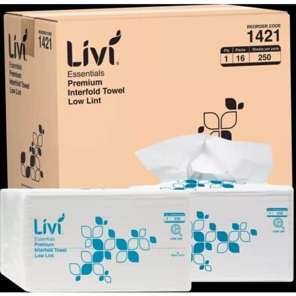 Livi Essentials Premium Interfold Towel 1 Ply 250 Sheets