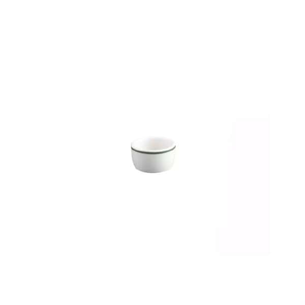 TITX110102 Ramekin 60ml Green Bay White/Green Double Line