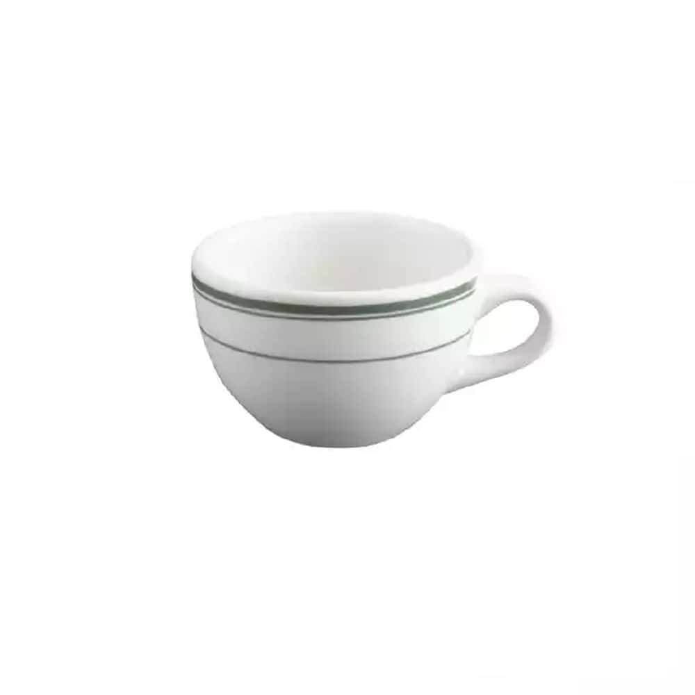 Tea / Coffee Cup 198ml Green Bay White/Green Double Line