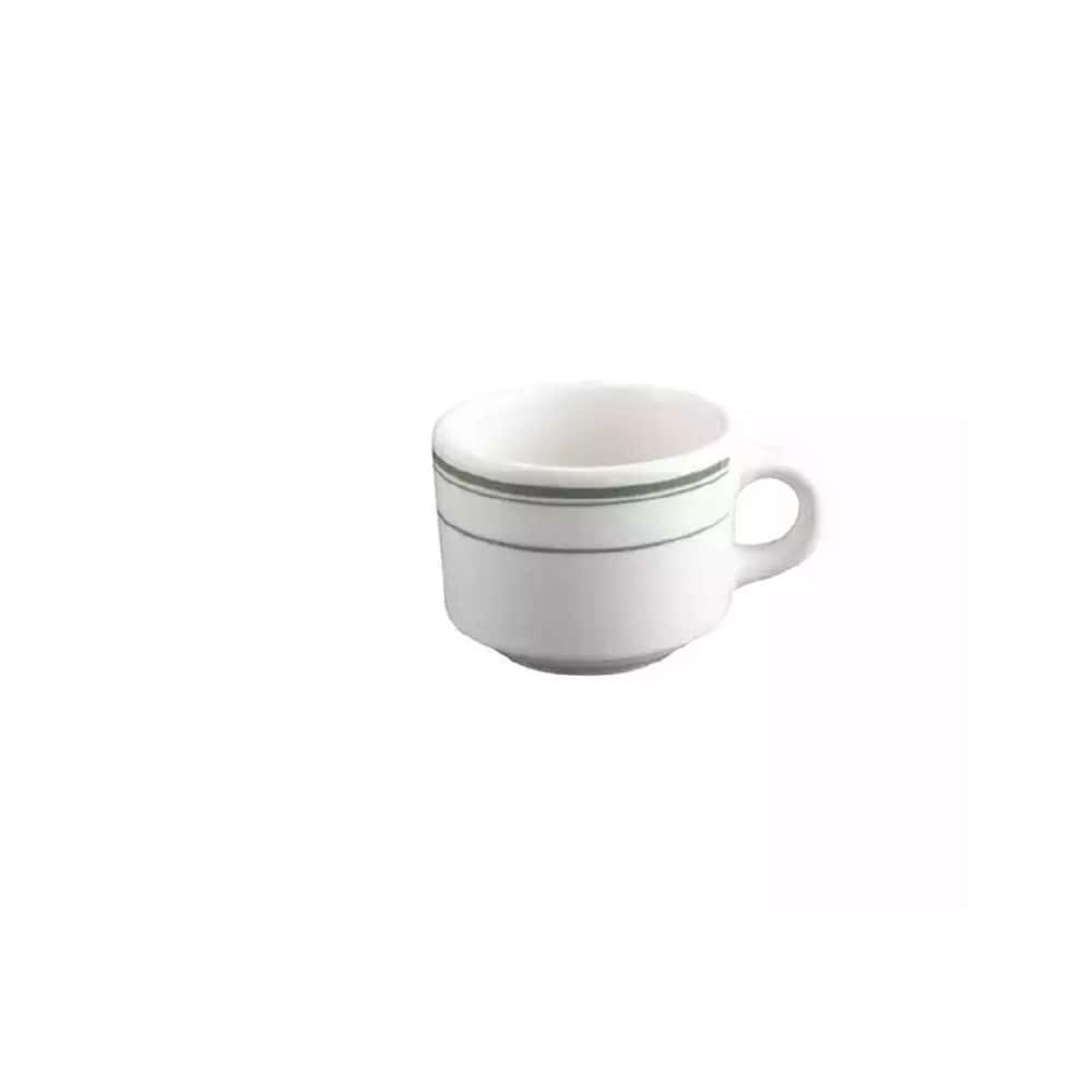 Stackable Cup 200ml Green Bay Tuxton - White/Green Double Line