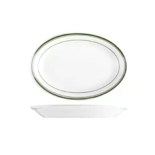 TITX110142 Oval Plate 212mmx146mm Green Bay White/Green Double Line