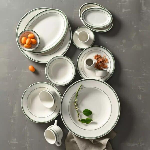 Fruit / Sides Bowl 133ml Green Bay White/Green Double Line