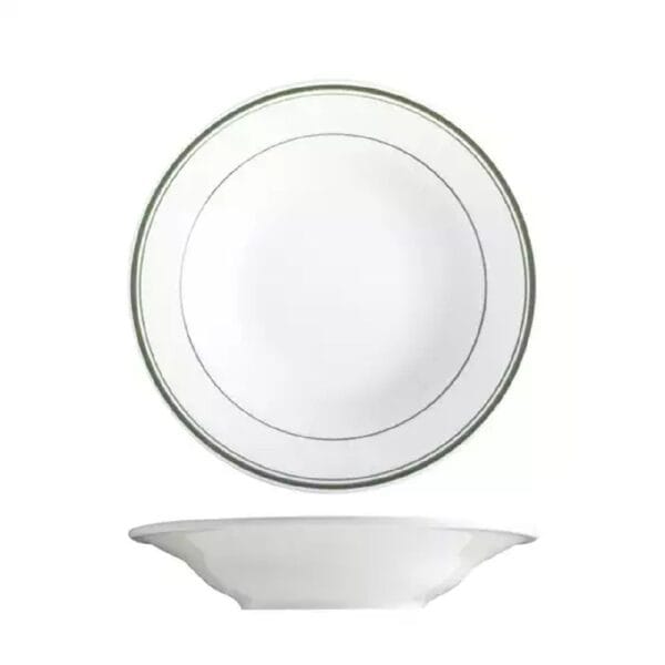 TITX110160 Soup / Pasta Bowl 266ml Green Bay White/Green Double Line