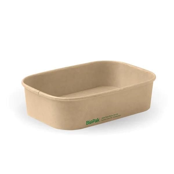 Rectangular Takeaway Base 500ml with Lining (300gsm) BioBoard Kraft