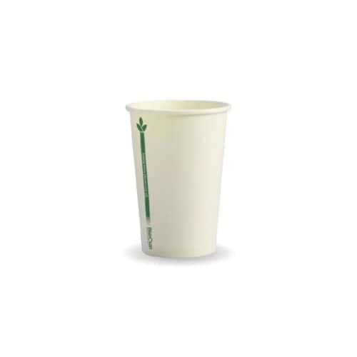 Single Wall Takeaway Coffee Cup 320ml / 10oz (80mm) BioCup White Green Line
