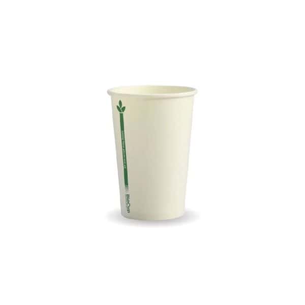 Single Wall Takeaway Coffee Cup 320ml / 10oz (80mm) BioCup White Green Line