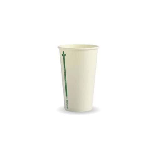 Single Wall Takeaway Coffee Cup 350ml / 12oz (80mm) BioCup White Green Line