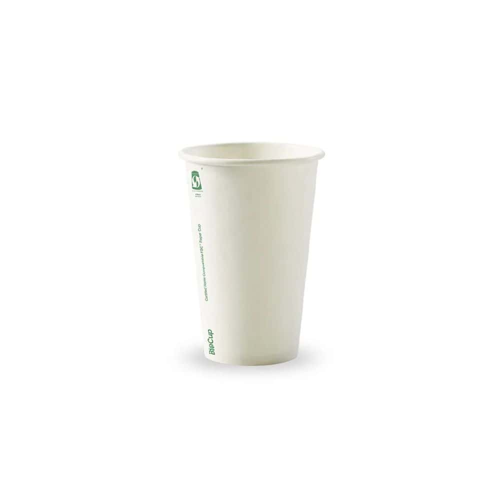 Single Wall Takeaway Coffee Cup 350ml / 12oz (80mm) BioCup White