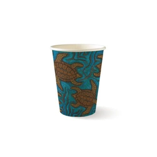 Single Wall Takeaway Coffee Cup 390ml / 12oz (90mm) BioCup Indigenous Art Series