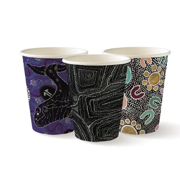 BIOBC12DWCCABART Double Wall Takeaway Coffee Cup 390ml / 12oz (90mm) BioCup Indigenous Art Series