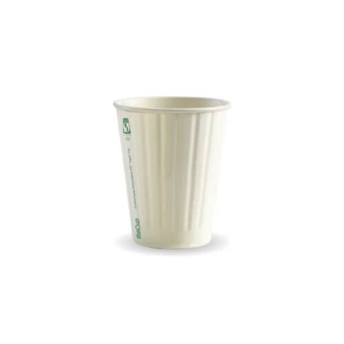 Double Wall Takeaway Coffee Cup 390ml / 12oz (90mm) BioCup White