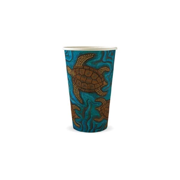 BIOBC16CCAB Single Wall Takeaway Coffee Cup 510ml / 16oz (90mm) BioCup Indigenous Art Series