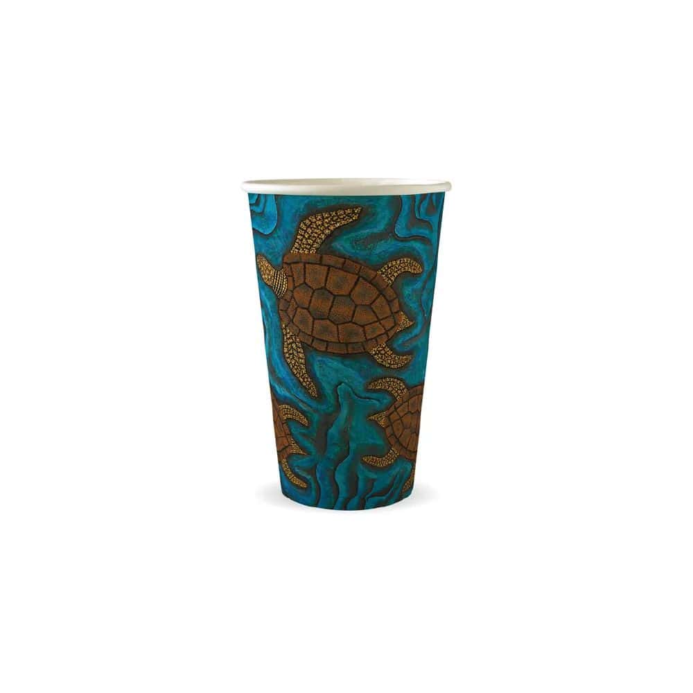 Single Wall Takeaway Coffee Cup 510ml / 16oz (90mm) BioCup Indigenous Art Series