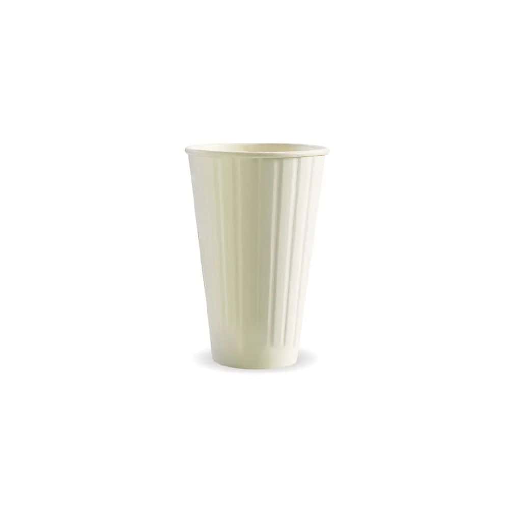 Double Wall Takeaway Coffee Cup 460ml / 16oz (90mm) BioCup White
