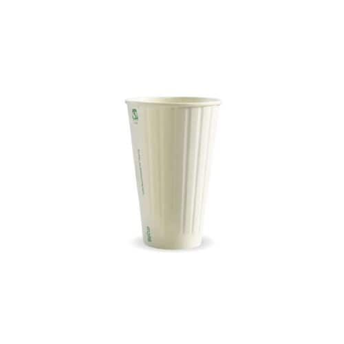 Double Wall Takeaway Coffee Cup 460ml / 16oz (90mm) BioCup White