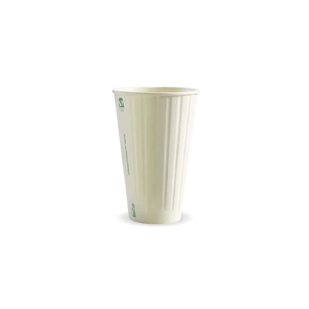 Double Wall Takeaway Coffee Cup 460ml / 16oz (90mm) BioCup White