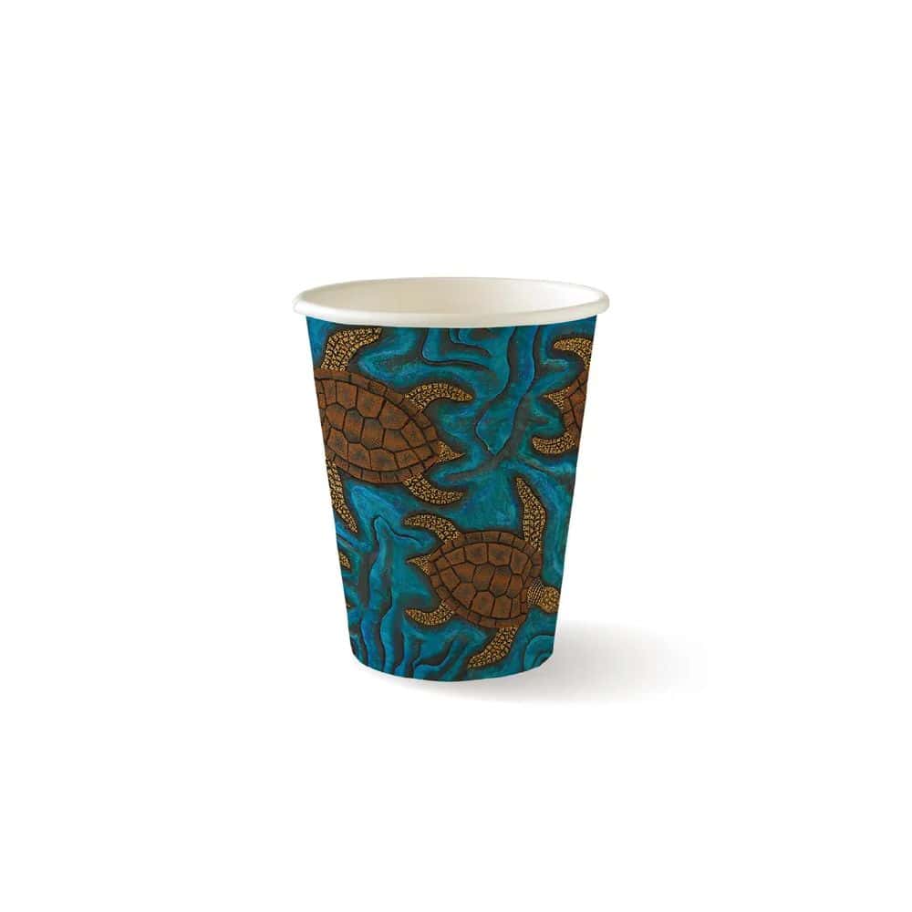 Single Wall Takeaway Coffee Cup 280ml / 8oz (80mm) BioCup Indigenous Art Series