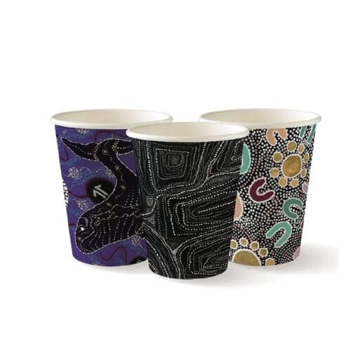 Single Wall Takeaway Coffee Cup 280ml / 8oz (80mm) BioCup Indigenous Art Series