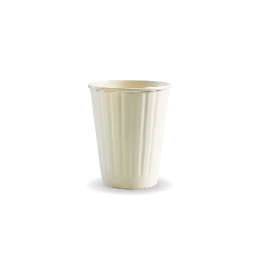 Double Wall Takeaway Coffee Cup 255ml / 8oz (80mm) BioCup White