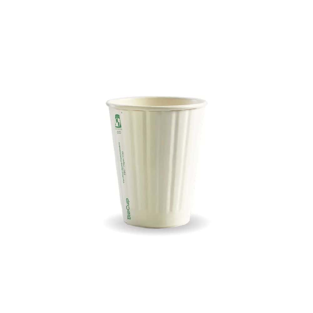 Double Wall Takeaway Coffee Cup 255ml / 8oz (80mm) BioCup White