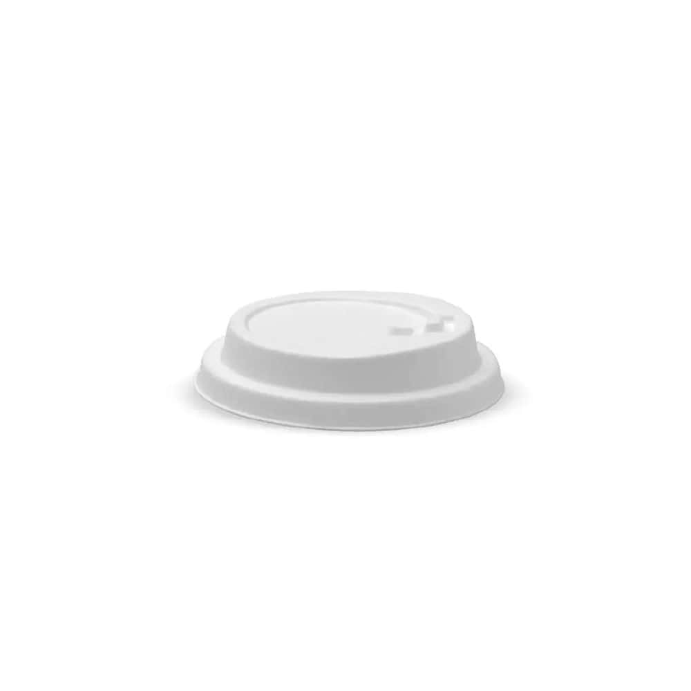Reclosable Pulp Lid Suits (90mm) Takeaway Coffee Cup BioCane White Plant Fibre