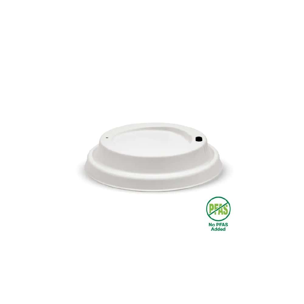Pulp Lid Suits (90mm) Takeaway Coffee Cup BioCane White Plant Fibre