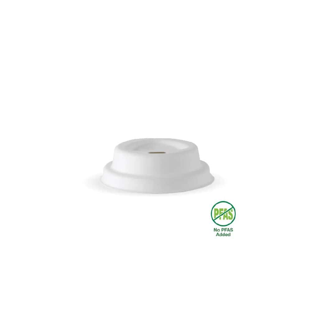 Pulp Lid Suits (63mm/4oz) Takeaway Coffee Cup BioCane White Plant Fibre