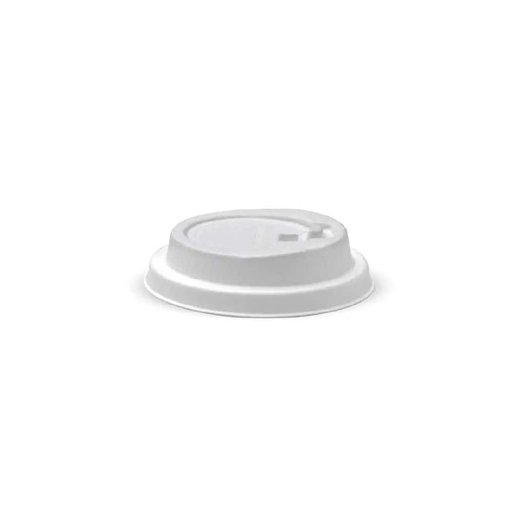 Reclosable Pulp Lid Suits (80mm) Takeaway Coffee Cup BioCane White Plant Fibre