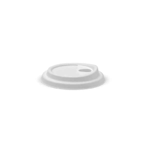 BIOBCL90SFPULP Strawless Pulp Lid Suits (90mm) Takeaway Coffee Cup BioCane White Plant Fibre