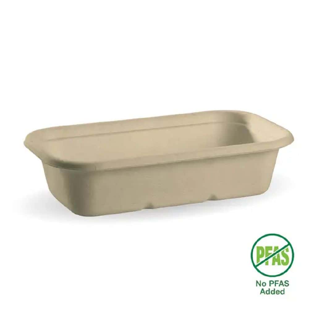 Plant Fibre Takeaway Food Tray Base 1000ml BioCane Natural