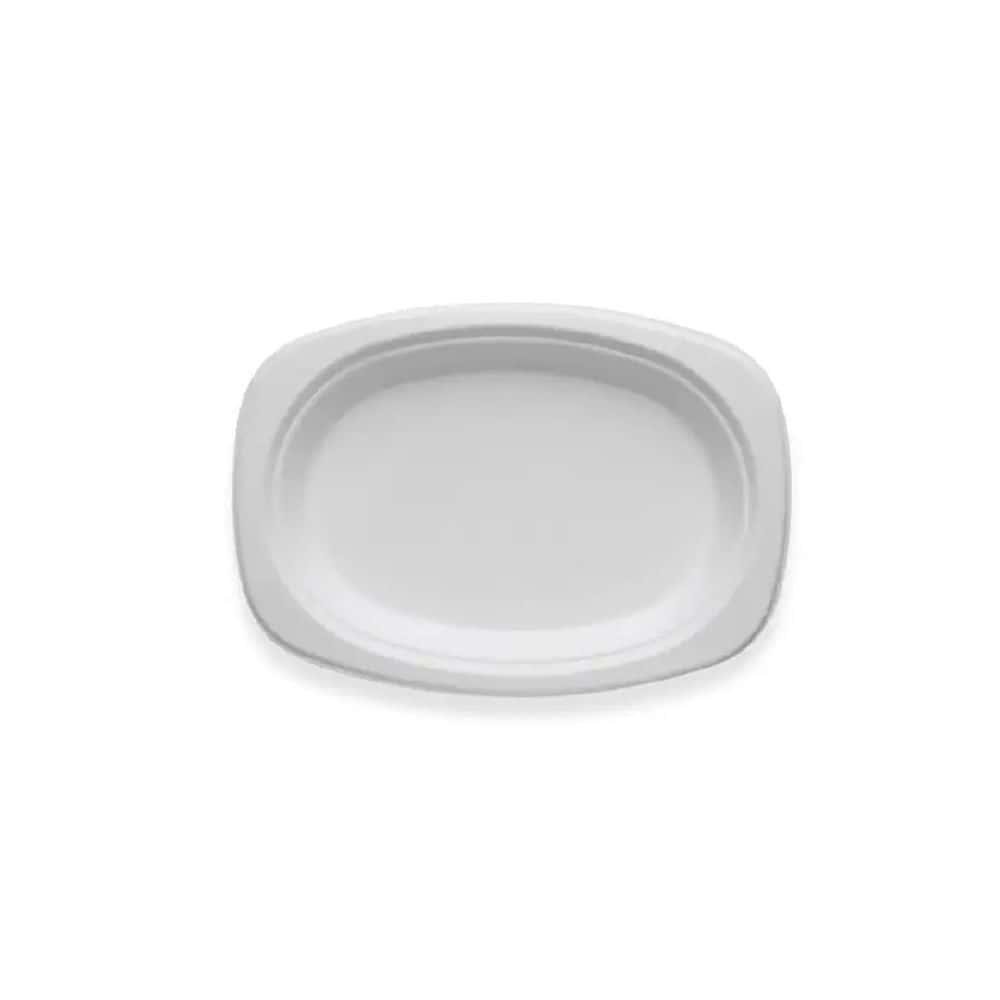 Rectangular Oval Plate 230mmx160mm Biocane White Plant Fibre