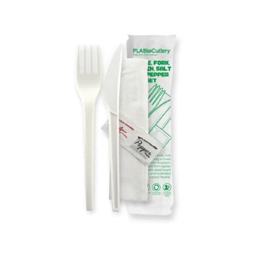 Knife, Fork, Napkin, Salt & Pepper Set 165mm BioCutlery