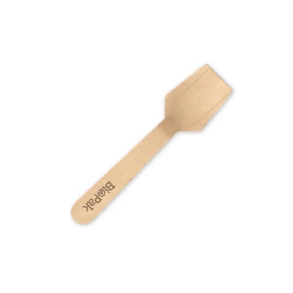Wooden Ice Cream Spoon 100mm Coated BioPak
