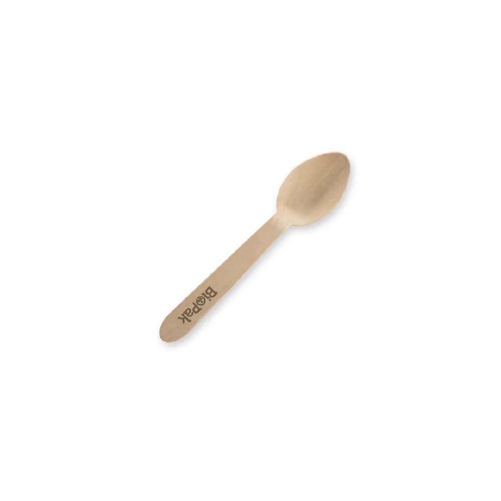 Wooden Teaspoon 100mm Coated BioPak