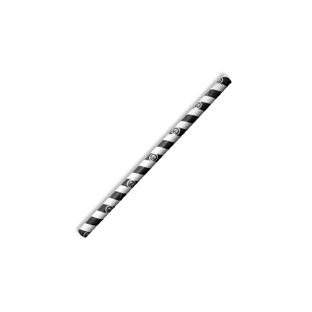 Straw Jumbo 197mm (10mm) 3 Ply BioStraw Black Stripe