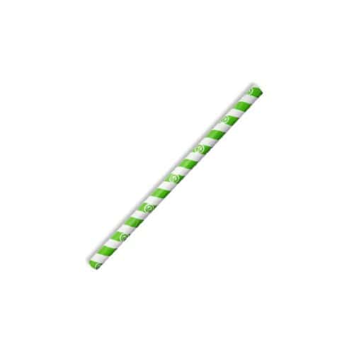 Straw Jumbo 197mm (10mm) 3 Ply BioStraw Green Stripe