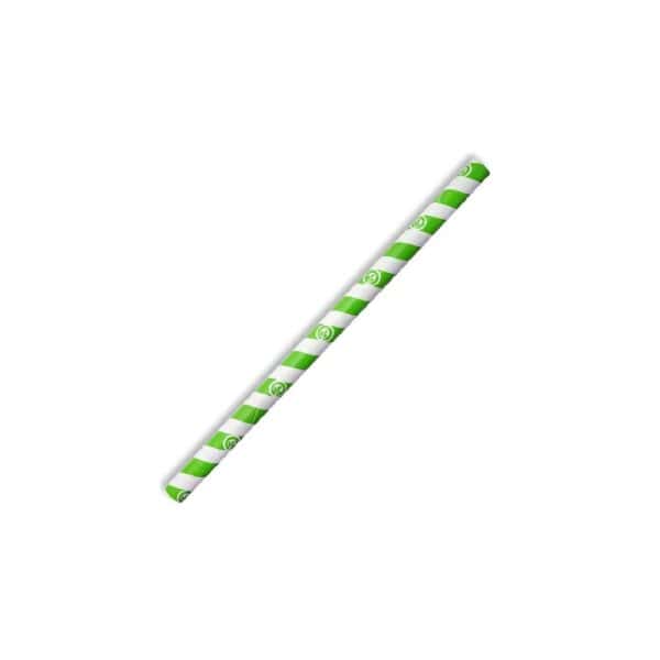 BIOJPPBS10X197GS Straw Jumbo 197mm (10mm) 3 Ply BioStraw Green Stripe