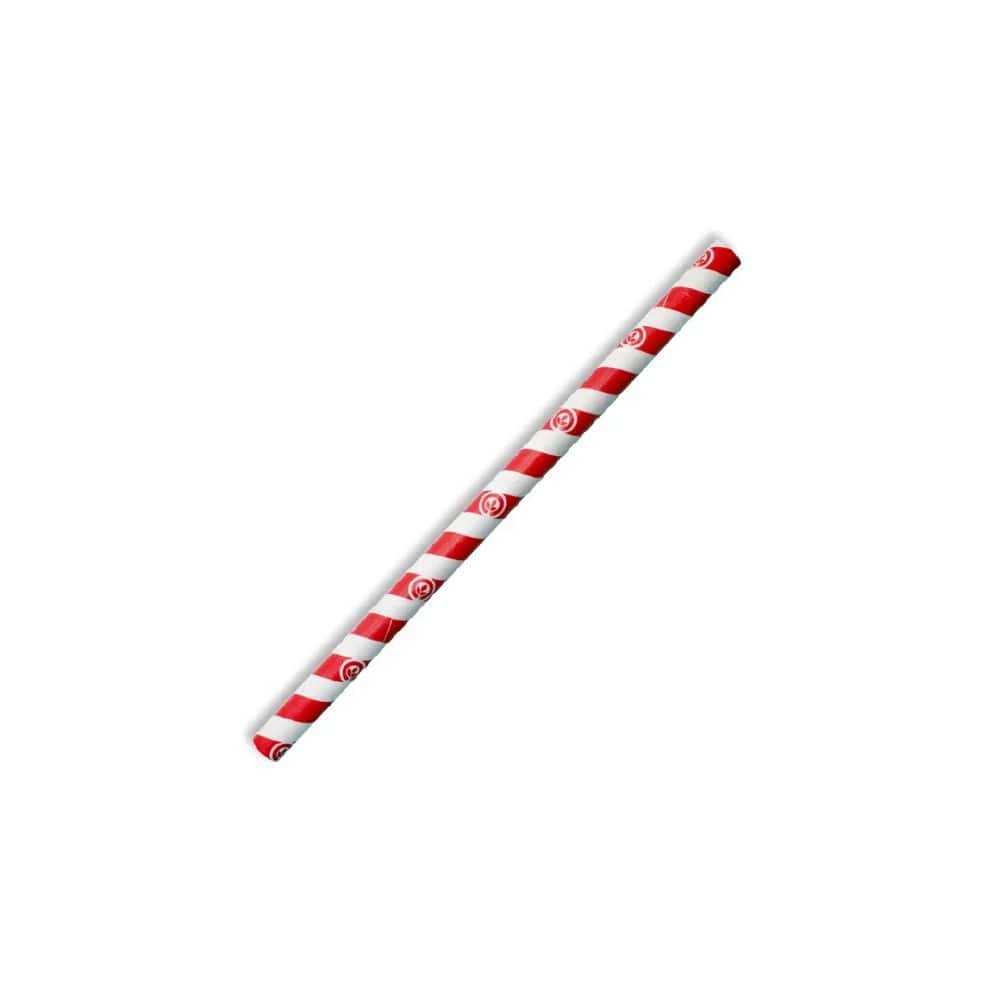 Straw Jumbo 197mm (10mm) 3 Ply BioStraw Red Stripe