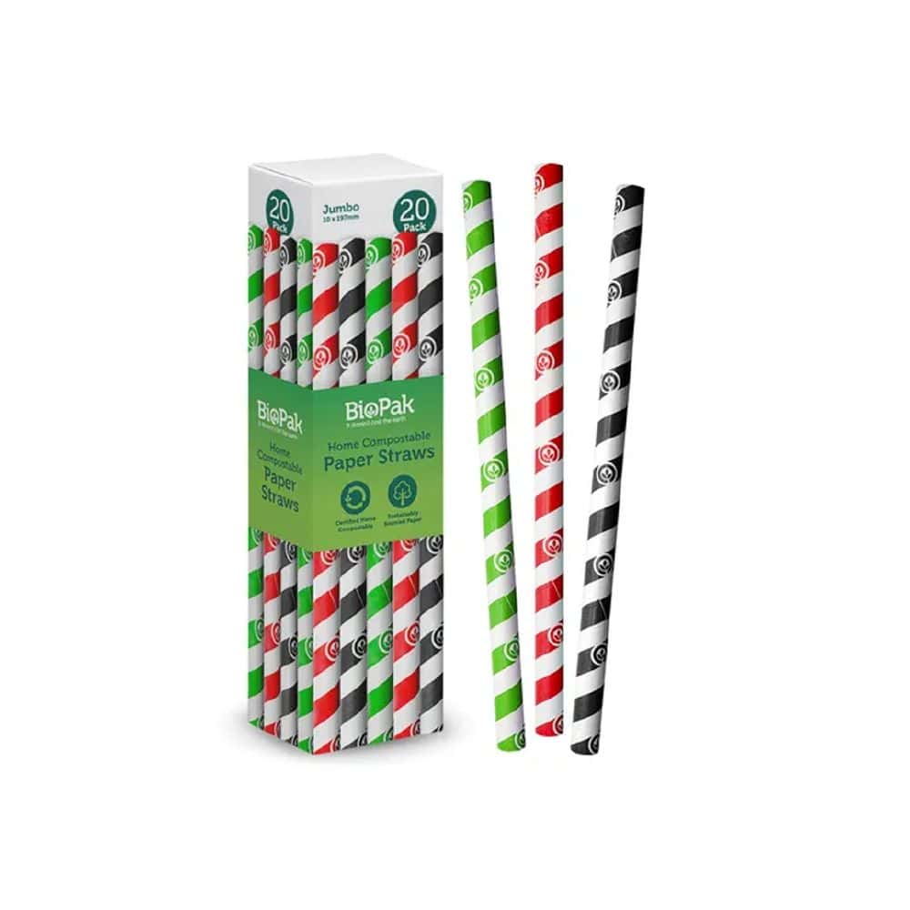 Straw Jumbo 197mm (10mm) 3 Ply BioStraws Mixed