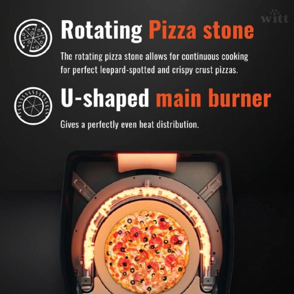 Witt Etna Rotante 16" Gas Pizza Oven with Twin Burner & Rotating Stone - Suitable for LPG Gas ONLY