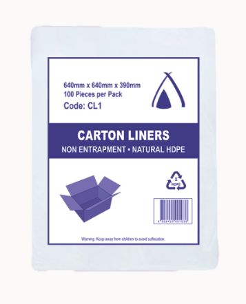 HUCL1 Carton Liner Roll 640x390x640mm with Non Entrapment Seal HDPE Perforated