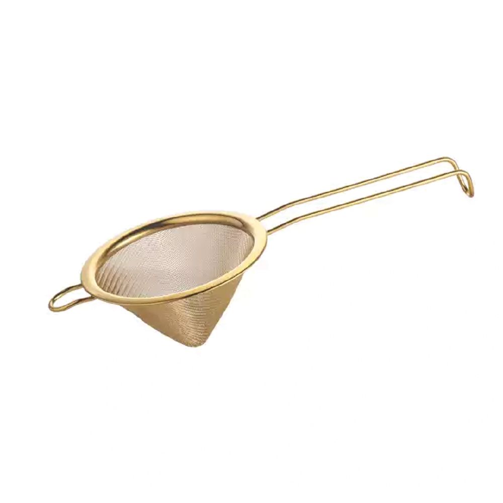 Conical Cocktail Strainer Fine Mesh 100mm S/S Crown Barware - Gold PVD