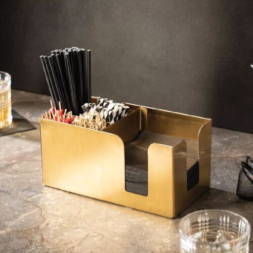Bar Organiser with 6 Compartment S/S Crown Barware - Gold PVD
