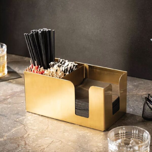 Bar Organiser with 6 Compartment S/S Crown Barware - Gold PVD
